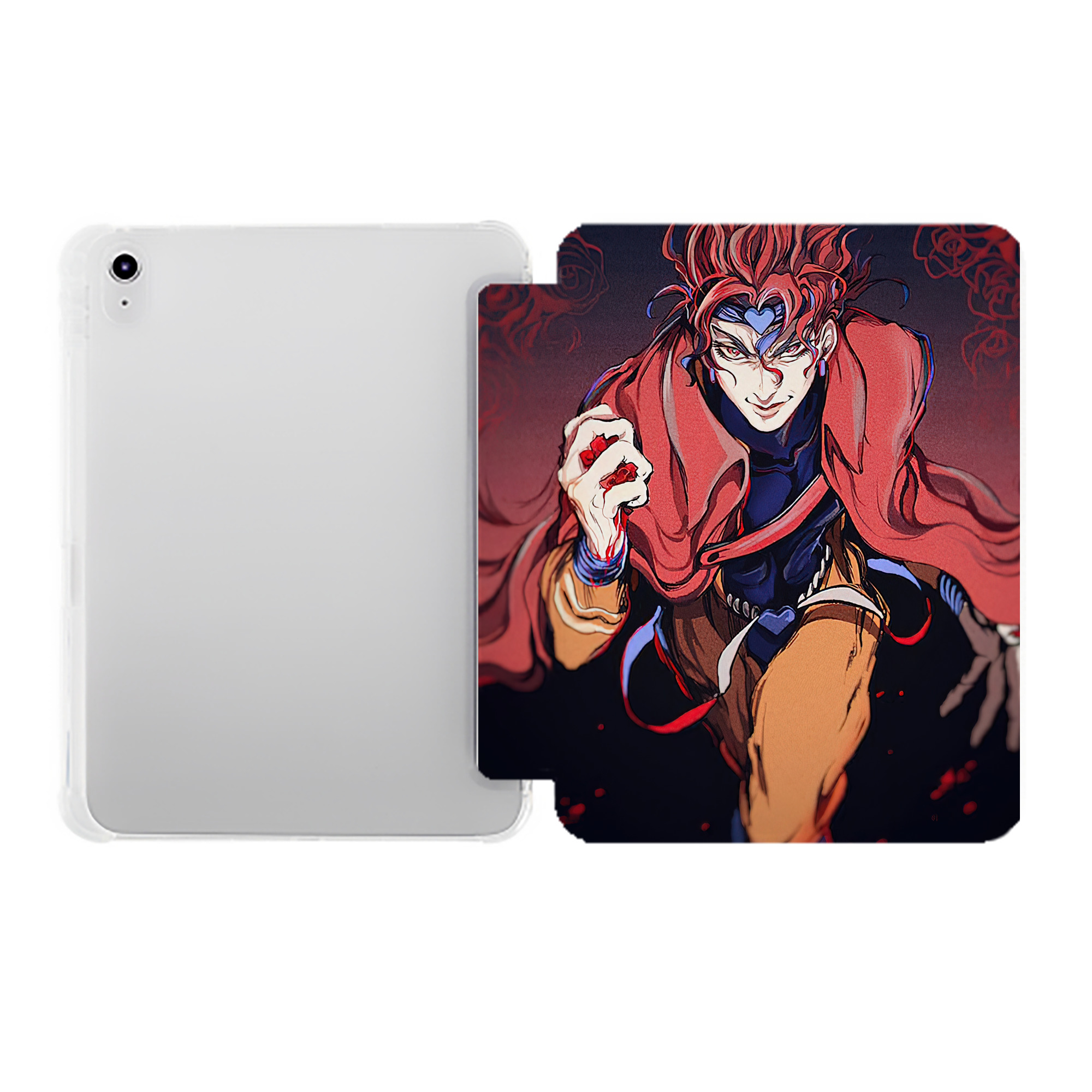 （画像用） ジョジョの奇妙な冒険 JoJo's Bizarre Adventure IPad ケース ペン収納付き 三つ折りスタンド PUレザー×シリコン 対応機種9.5/10.5/10.9インチ